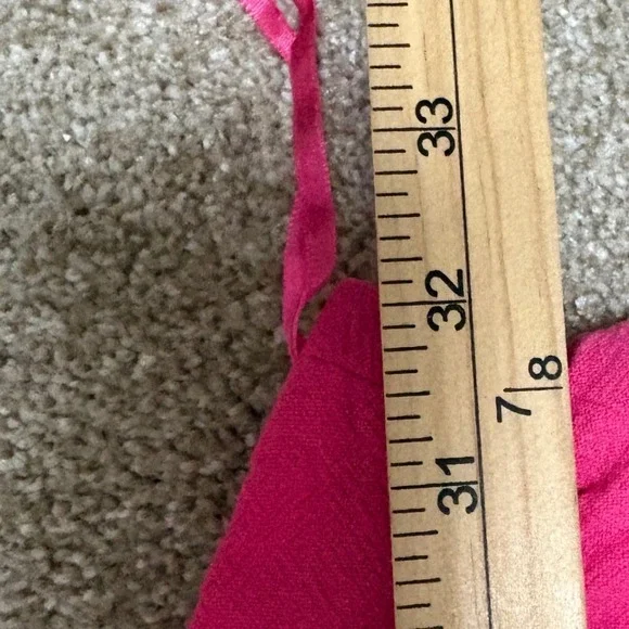 Pomander Place Women's Medium Mini Dress Hot Pink Ruffle Strap Linen Blend